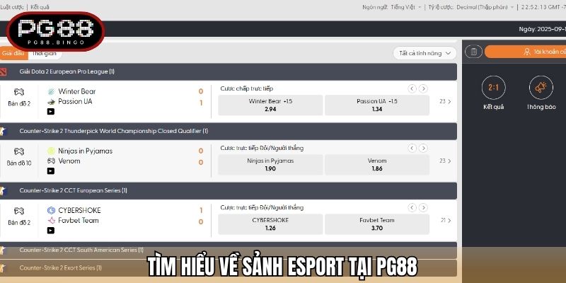 Esport PG88 là một nền tảng cược lừng danh mới nổi