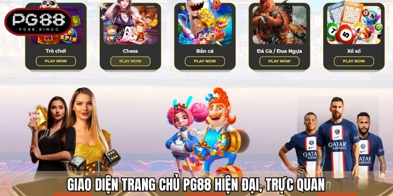 Giao diện trang chủ PG88 hiện đại, trực quan
