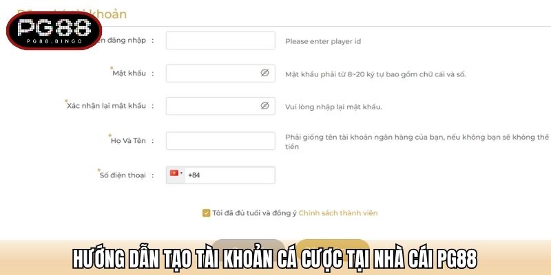 Hướng dẫn tạo tài khoản cá cược tại nhà cái PG88